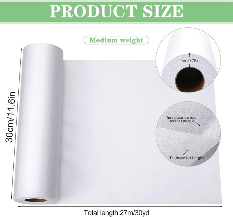 JUPEAN Medium Weight Interfacing Fabric for Sewing: White 11.6" x 30yd Iron On Non-Woven Fusible Interfacing Single-Sided Fusible Interfacing for Sewing DIY Craft Quilting - Image 2